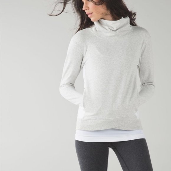 Lululemon On The Double Pullover Sweater Heathered White / Heathered White - Picture 1 of 16